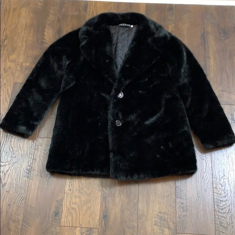 Black Faux Fur Plush Jacket
